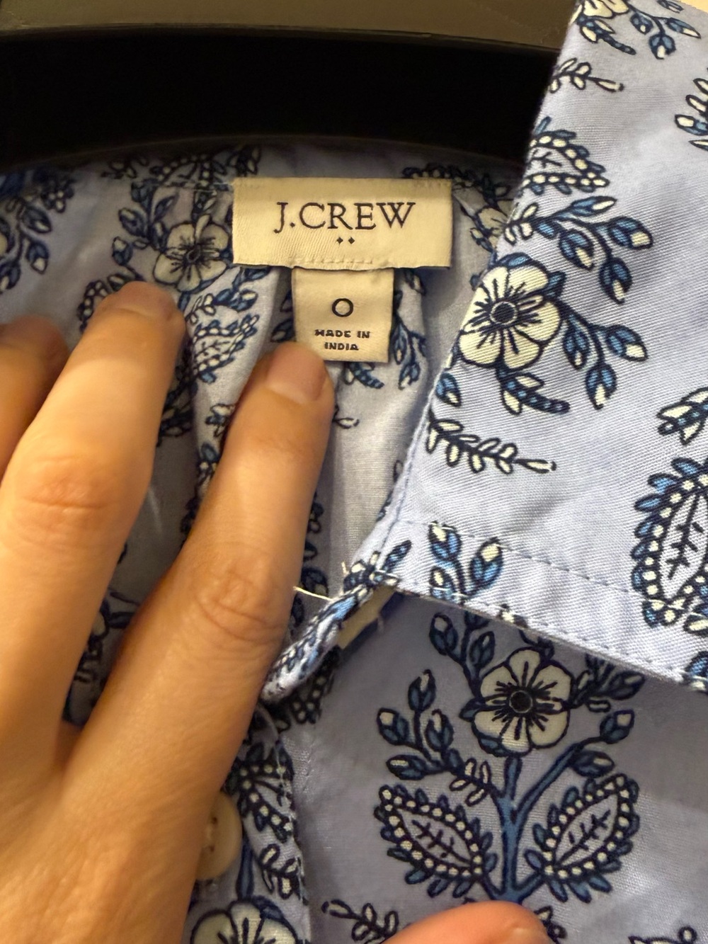 J.Crew | Blue Floral Paisley Shirt Dress | Button Front | Size 0 - Picture 2 of 7